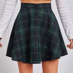 Never Been Worn High Waisted Green Tartan Mini Skirt